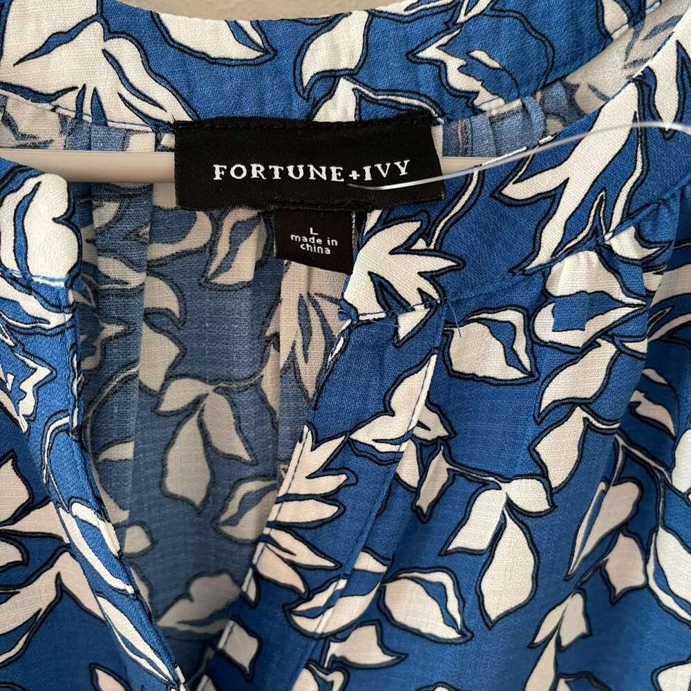 Fortune + Ivy Blue L Women's Blouse Sleeveless (NWOT) - Picture 4 of 4